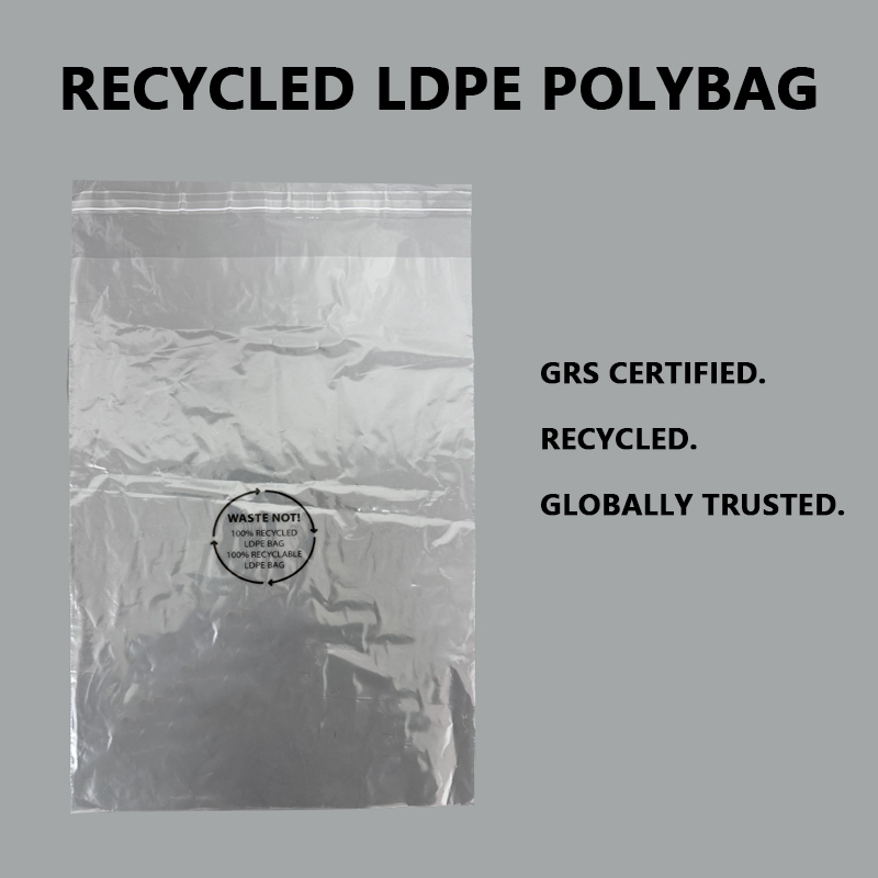 ถุงโพลี LDPE รีไซเคิลที่ผ่านการรับรอง GRS
